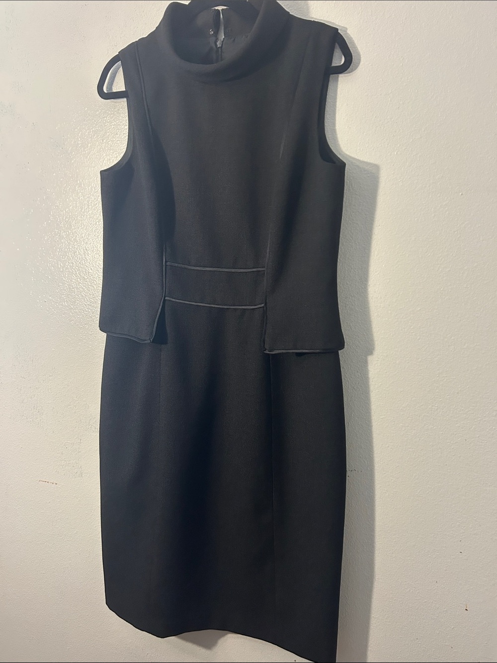 David Meister Black Sleeveless Mock-Neck Sheath Dress - Picture 3 of 12